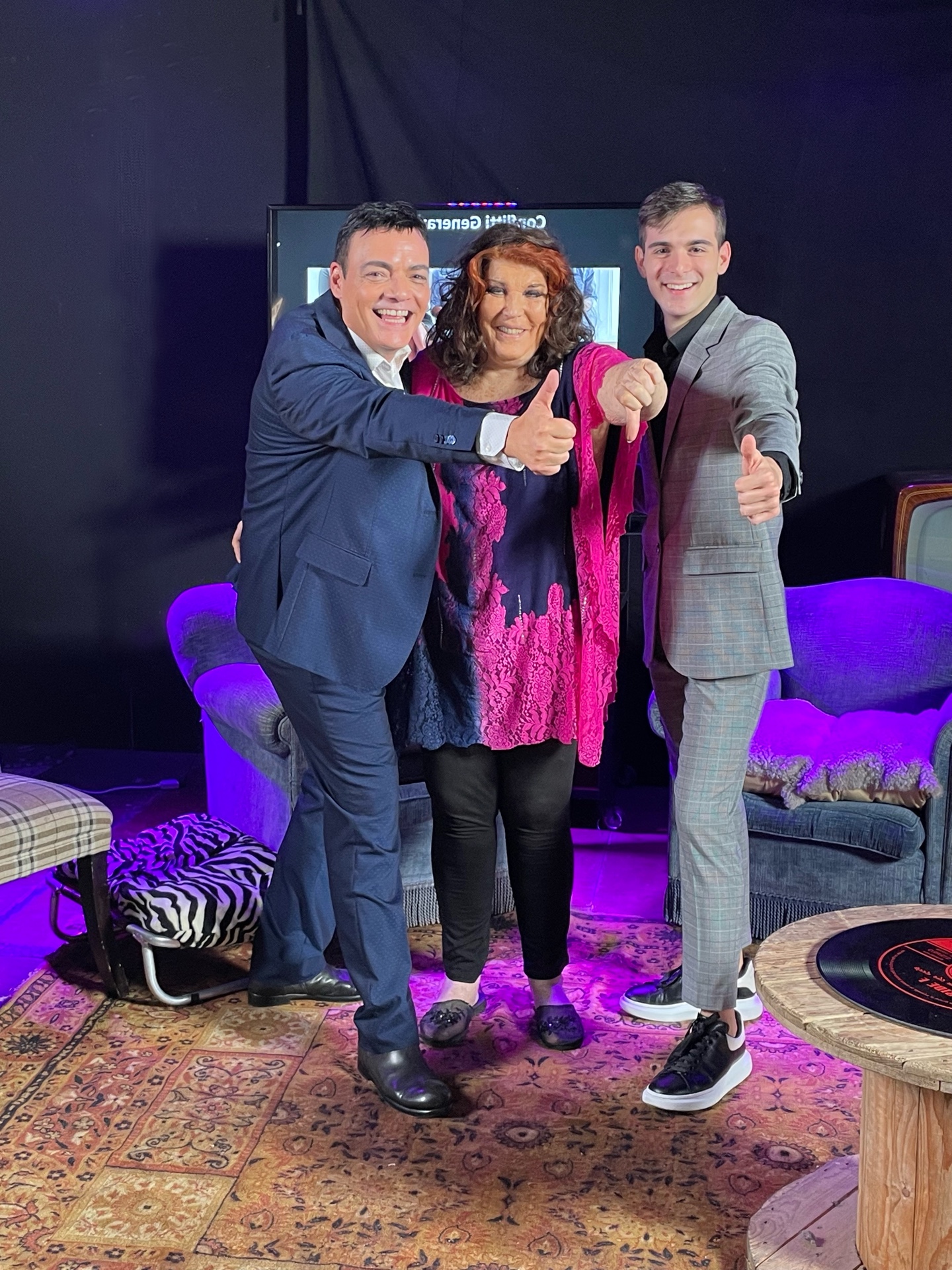 Con Patrizia de Blanck e l'influencer Lorenzo Castelluccio durante una puntata del mio programma Conflitti generazionali