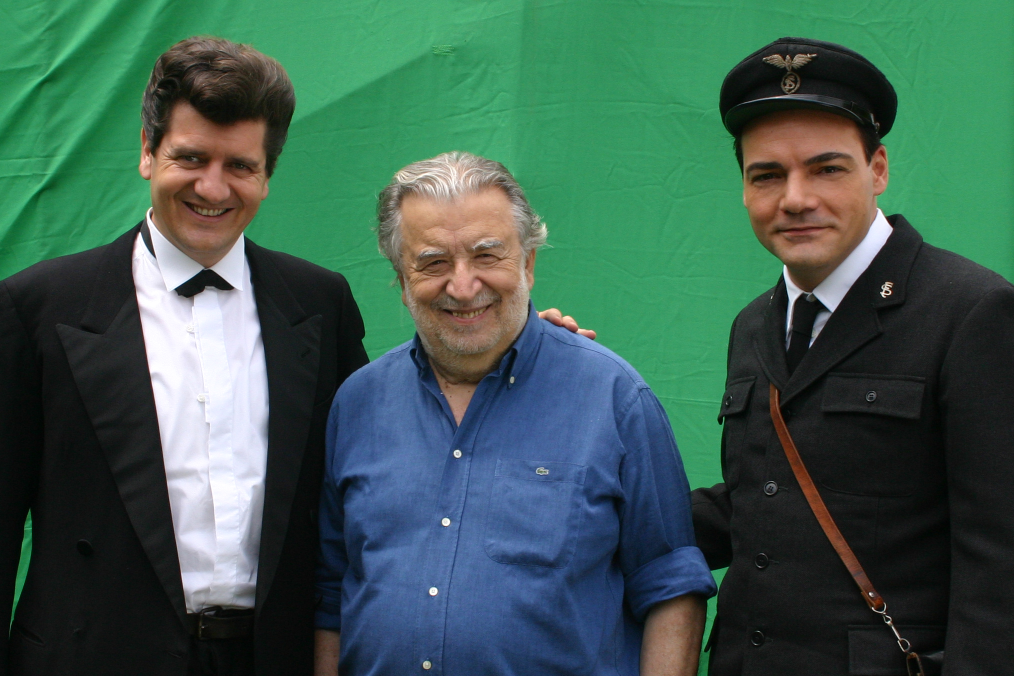 Con Pupi Avati e Fabio De Luigi sul set del film Gli amici del bar Margherita